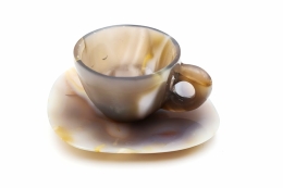 Mineralien Tasse mit Unterteller poliert