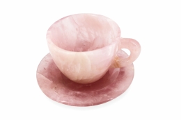 Mineralien Tasse mit Unterteller poliert