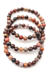 Petrified wood bead bracelet 6 mm