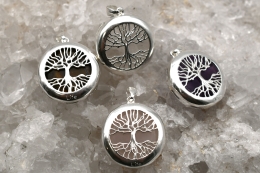 Lebensbaum Anh�nger mit verschiedenen Mineralien 925er Silber
