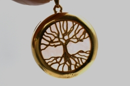 Lebensbaum Anh�nger mit verschiedenen Mineralien goldfarben galvanisiert