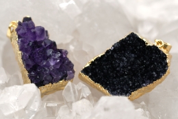 Amethyst Druze Pendant Galvanized