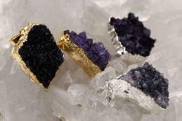 Amethyst Druze Pendant Galvanized