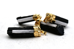 Black Tourmaline With Selenite Pendant (galvanized)