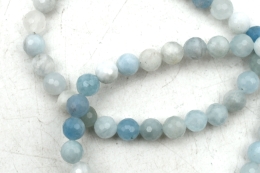 Aquamarin Kugel Armband facettiert 6 mm