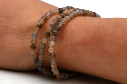 Mondstein grau Kugel Armband facettiert 4 mm