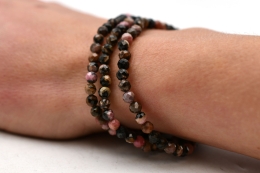 Rhodonite Bead Bracelet faceted 4 mm
