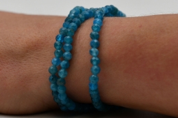 Apatite Blue (Light or Dark) Bead Bracelet faceted 4 mm