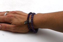 Amethyst Bead Bracelet With Charm 6 mm