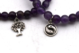 Amethyst Bead Bracelet With Charm 6 mm