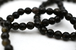 Obsidian Gold Bead Bracelet Faceted 6 mm