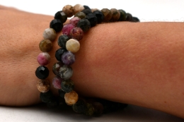 Turmalin Multi Kugel Armband facettiert 6 mm
