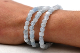 Aquamarine Cube Bracelet faceted 6 mm