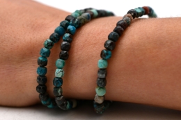 Chrysocolla Cube Bracelet faceted 4 mm