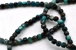 Chrysocolla Cube Bracelet faceted 4 mm