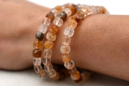 Himalaya Quartz Yellow Cube Bracelet faceted 6 mm