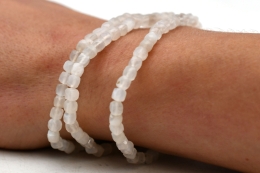 Moonstone white Cube Bracelet faceted 4 mm