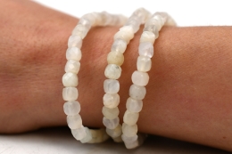 Moonstone White Cube Bracelet faceted 6 mm