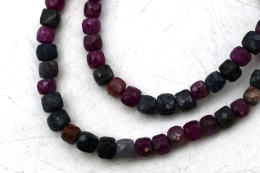 Ruby-Sapphire Cube Bracelet faceted 4 mm
