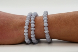 Chalcedon Kugel- & Buttonarmband 6 mm