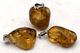 Citrine Tumbled / Disc Stone Pendant with Pin & Eyelet Sterling Silver