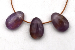 Ametrin Trommelstein flach gebohrt 3-er Set