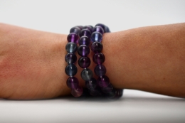 Rainbow Fluorite Bead Bracelet 8 mm