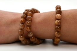 Moonstone with Sunstone Bead Bracelet 8 mm