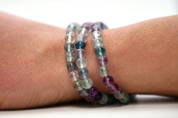 Rainbow Fluorite Bead Bracelet 6 mm