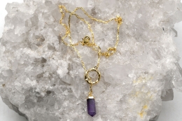 Necklace with Crystal Pendant Cut or Natural