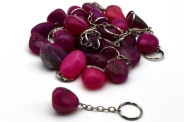 25 Schl�sselanh�nger Achat Trommelstein pink (gef�rbt)